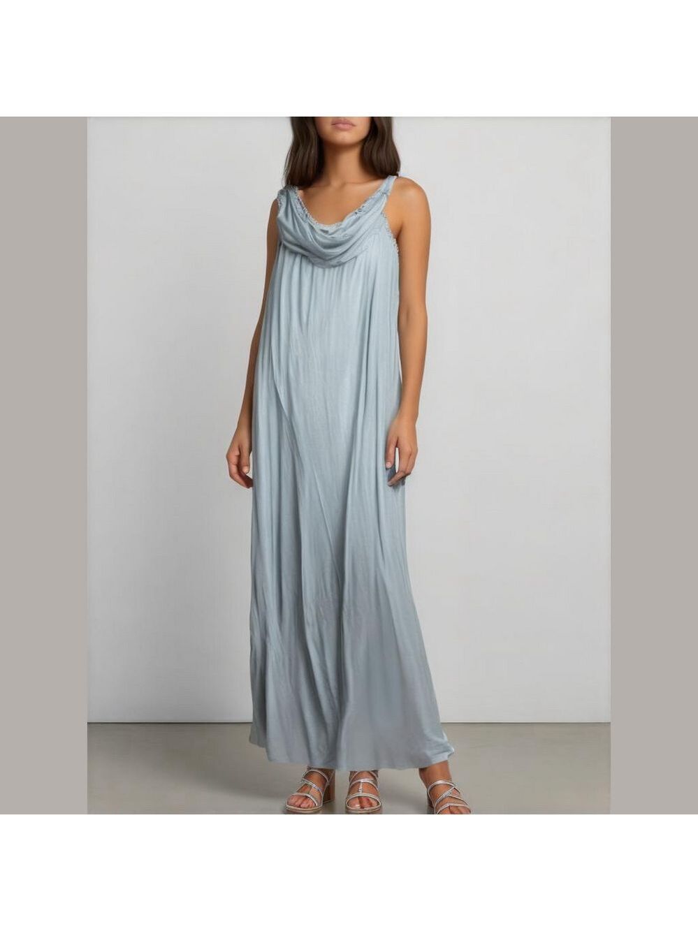 The Vanity Room Rayon Dusty Blue Strapless Maxi Sz Small